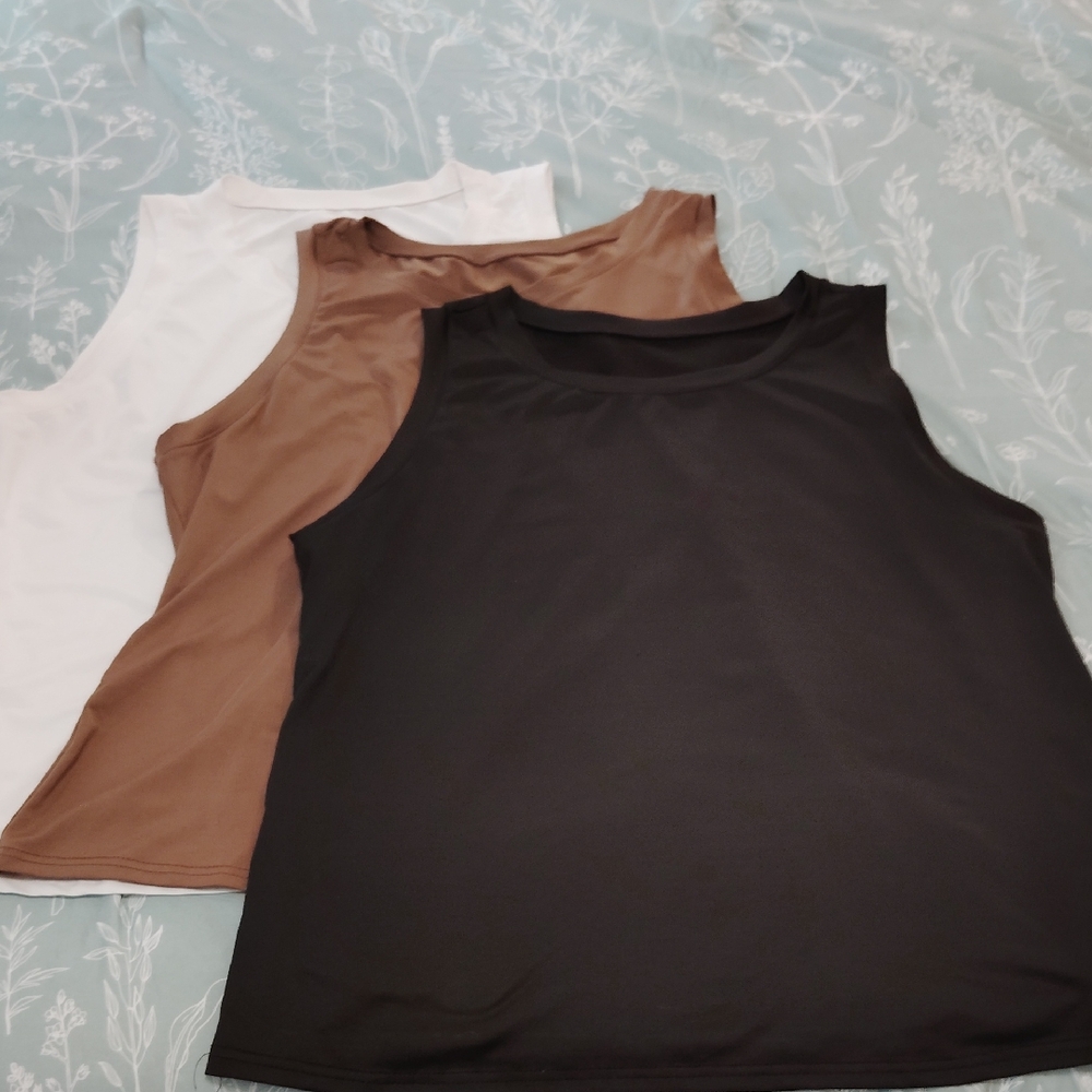 Women's Sleeveless Tank Tops- Black, Brown, White Bundle